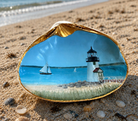 🌊 Hand-Painted Sea Clam Shell