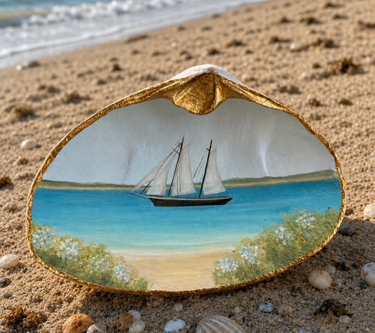 🌊 Hand-Painted Sea Clam Shell