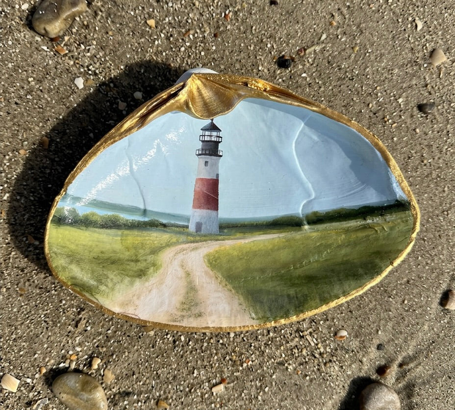 🌊 Hand-Painted Sea Clam Shell